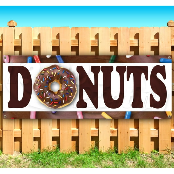 Non-Fabric Donut Shop 13 oz Banner Heavy-Duty Vinyl Single-Sided with Metal Grommets Non-Fabric Donut Shop 13 oz Banner Heavy-Duty Vinyl Single-Sided with Metal Grommets